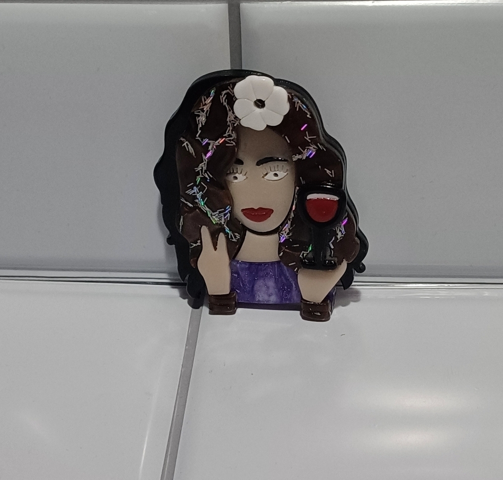 Unique Woman Figurine with Wine Glass